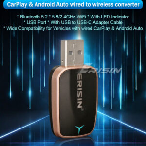 Erisin ES111 Wireless CarPlay Adapter: Instantly Convert Wired to Wireless for 98% of Cars! Plug & Play, Stable Bluetooth 5.2 & WiFi