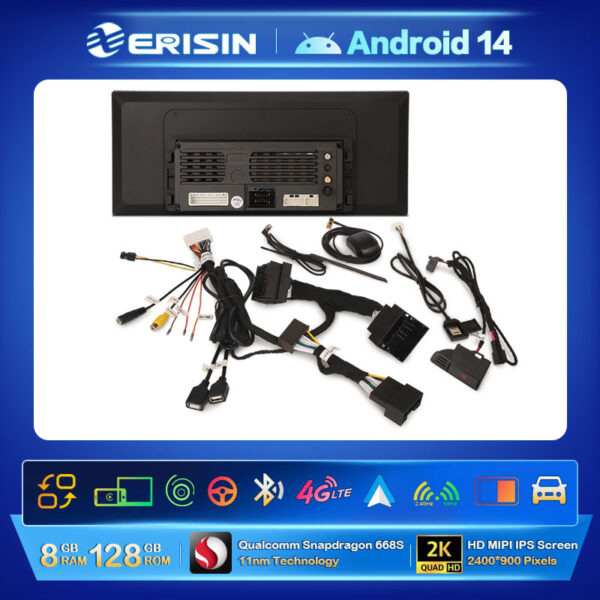 Erisin 8,8 Inch Android 14 Autoradio Voor Audi A6 – 8-core, 4GB RAM, 64GB ROM, Draadloos Carplay En GPS