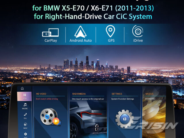 Erisin ES4770IR RHD Android 14.0 Car Multimedia Player Screen Upgrade GPS For BMW X5 E70 CIC WiFi 4G BT CarPlay Android Auto Radio