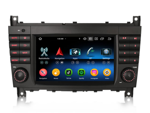 Erisin ES5569C IPS Screen Android 14 Car Stereo GPS SatNav Radio For Mercedes Benz CLC C-Class W203 G-Class W463 DSP Wireless CarPlay Auto BT5.0