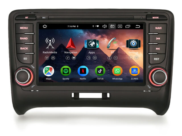 Erisin ES5577A 7 Inch 8-Kern Android 14 Autoradio GPS Navigation CarPlay Android Auto DAB+ RDS Touchscreen For AUDI TT MK2 Bluetooth 5.0 Canbus SWC
