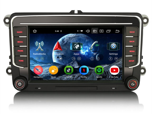 Erisin ES5534V 7" Android 14 Autoradio 2 Din GPS Navigation DAB+ CarPlay Android Auto Für VW Crafter Polo 6R Amarok Caddy Transporter T6 Skoda Yeti