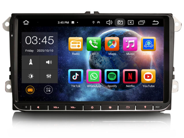 Erisin ES8528V 9" 8-Core Android 14 Car Sat Nav CarPlay DAB+ OPS RDS For VW Golf 5/6 Passat Polo Tiguan Jetta Touran Caddy Seat Skoda