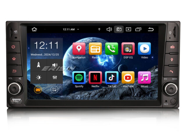 Erisin ES8512C 7 inch 8-Core Android 14 Car Stereo GPS For Toyota Corolla RAV4 Vios Hilux Support Wireless CarPlay DAB+ Navigation OBD2 Wifi FM/AM