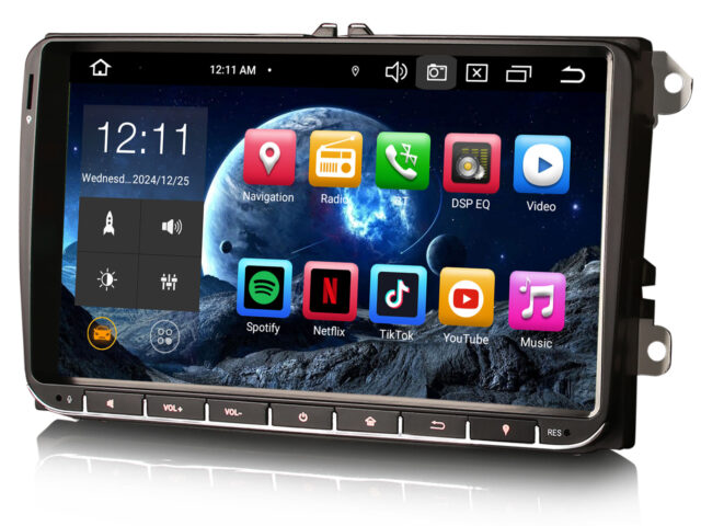 Erisin ES8552V 9 inch 8-Core Android 14 Car Stereo GPS Navi CarPlay DAB+ Android Auto OPS DSP For VW Crafter Polo Amarok Caddy T6 Skoda Yeti