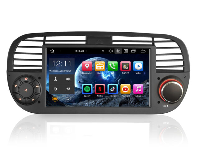 Erisin ES8550FB 7 inch 8-Core Android 14 Car Stereo GPS For Fiat 500/500C/500S/500E Support Wireless CarPlay DAB+ Navigation OBD2 Wifi Canbus