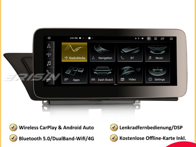 Erisin ES3874HL 10,25" Android 12 Car Stereo GPS Navigation DSP Wifi OEM MMI Canbus CarPlay For Audi A4/A5/B8/S4/S5