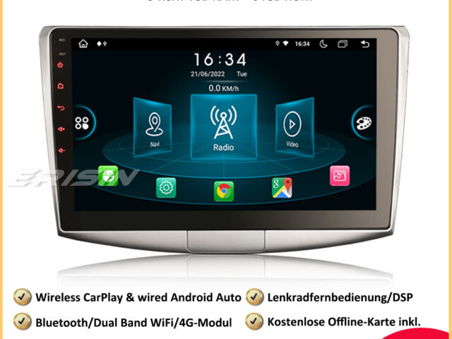 Erisin ES8917P 8-Kern Android 12.0 Car Stereo GPS für VW Passat CC B6 B7 CarPlay WiFi DAB+ Bluetooth DSP Android Auto RDS OBD2