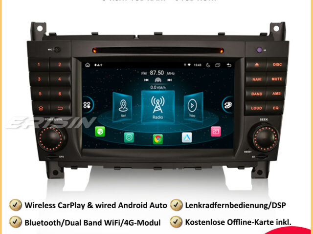 Erisin ES8918C 8-Kern Android 12.0 Car Stereo GPS CarPlay WiFi DAB+ OBD2 CD Navi DTV For Mercedes Benz CLC/CLK/C Klasse W203 W209