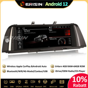 Erisin ES3210I 10.25" Android 12.0 Car Stereo GPS Bluetooth for BMW 5er F10/F11 (2013-2016) NBT System Wireless CarPlay DAB+ Wifi Navigation