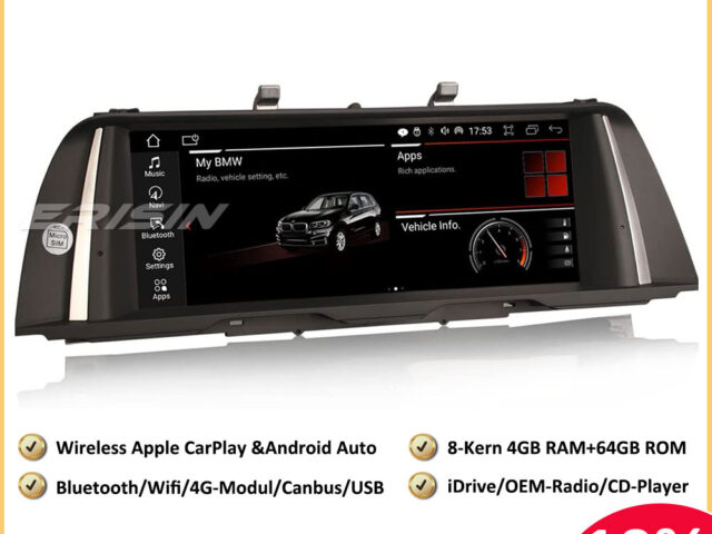 Erisin ES3210I 10.25" Android 12.0 Car Stereo GPS Bluetooth for BMW 5er F10/F11 (2013-2016) NBT System Wireless CarPlay DAB+ Wifi Navigation