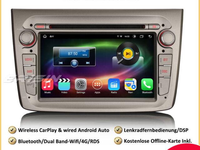 Erisin ES8830M 8-Kern Android 12 Car Stereo Bluetooth Sat Nav GPS for Alfa Romeo Mito CarPlay WiFi DAB+ OBD2 DSP DVR Android-Auto CD Player