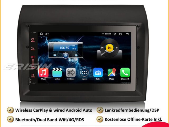 Erisin ES8874D 8-Kern Android 12 Car Stereo Bluetooth Sat Nav GPS for Fiat Ducato Citroen Jumper Peugeot Boxer CarPlay WiFi DAB+ DSP DVR Android-Auto