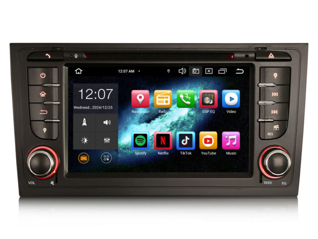 Erisin ES8506A 7 inch 8-Core Android 14 Car Stereo Sat Nav CarPlay DAB+ BT5.0 DSP Android Auto CD Player For Audi A6 S6 RS6 Allroad