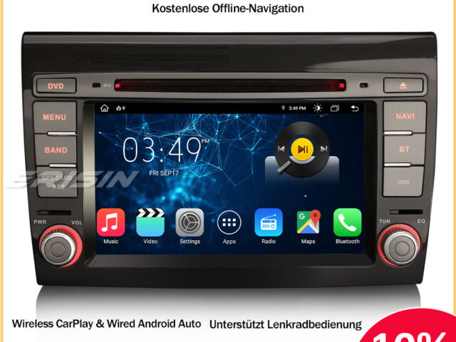 Erisin ES8671F 8-Core Android 11.0 Car Stereo Sat Nav wireless CarPlay WiFi DAB+ Bluetooth OBD2 CD TPMS DTV Android Auto For Fiat Bravo