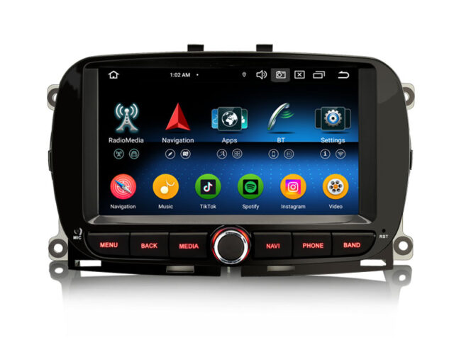 Erisin ES6551F Android 14 Car Stereo for Fiat 500 500C 500S 500E 2016-2019 and 500 Hybrid Wireless CarPlay Android Auto GPS Navi Sat BT5.1 IPS