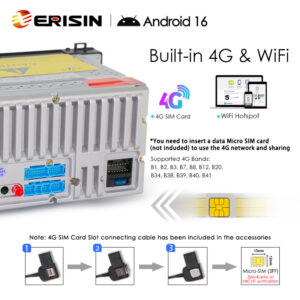 Erisin ES6518A 7″ Toyota AURIS Hybrid Touring Sports 2 E180 Android 16.0 Car Stereo DSP CarPlay & Auto GPS TPMS DAB+ 4G