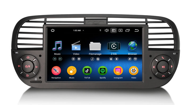 Erisin ES6550FB Android 16 Car Stereo GPS Sat Nav For Fiat 500 500C 500S 2008-2015 and 500E CarPlay Android AUTO Radio D
