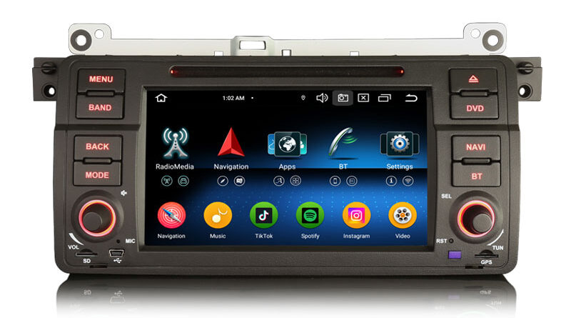Erisin ES6546B 7″ Android 16 Car Stereo DVD GPS Sat for BMW 3er/M3 E46 Rover 75 MG ZT Wireless CarPlay Android Auto Radi