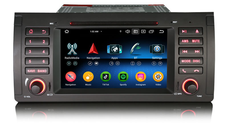 Erisin ES6553B 7″ Android 16 Car Stereo DVD GPS Navi for BMW X5 E53 2000-2007 Wireless CarPlay Android Auto Radio TPMS D