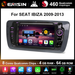 Erisin ES6622S Octa-Core Android 16 Car Stereo for SEAT IBIZA 2009-2013, 4GB RAM 64GB ROM, Wireless CarPlay & Android Au