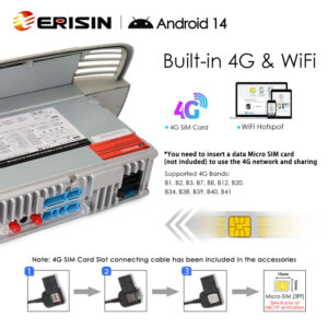 Erisin ES6650FW Android 16 Snapdragon 460 Car Stereo for Fiat 500/500C/500S 2008-2015 and 500E Wireless CarPlay Android