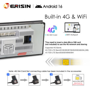 Erisin ES9039B 7″ 8GB+128GB Android 16.0 Car Radio for BMW 5 Series E39 M5 Wireless Apple CarPlay Android Auto GPS Navi
