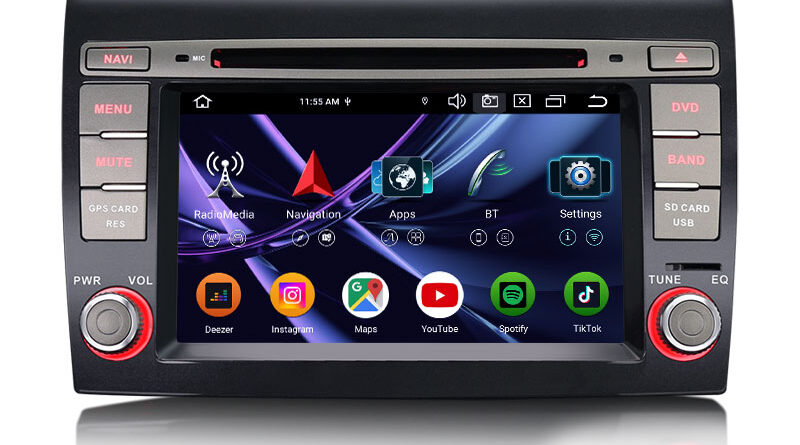 Erisin ES9171F 8G+128G DSP Android 16.0 Car DVD CarPlay & Auto GPS TPMS DAB+ Canbus IPS for Fiat Bravo 2007-2014 Stereo