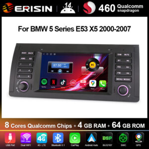 Erisin ES6653B Ultimate Android 16 Head Unit for BMW X5 E53 2000-2007 Snapdragon 4+64GB Wireless CarPlay Android Auto 4G