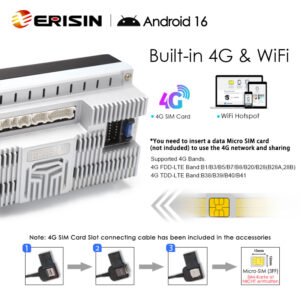 Erisin ES9036U 7″ 8GB+128GB Android 16.0 Car Radio for Nissan Cars Wireless Apple CarPlay Android Auto GPS Navi 4G DAB+