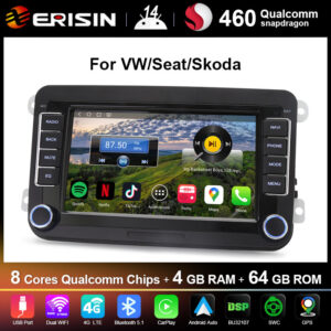 Erisin ES6635V 7″ All-in-One Android 16 Car Stereo for VW Golf Passat Amarok Sharan EOS Snapdragon CPU Wireless CarPlay