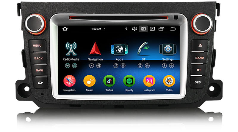 Erisin ES6733S 2Din Android 14.0 Car DVD For Mercedes-Benz Smart Fortwo Stereo Support CarPlay Auto 4G GPS DSP GPS Syste