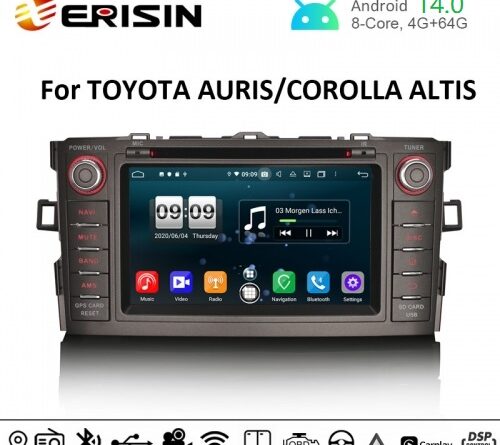 Erisin ES8704A 7″ Octa-Core Android 14.0 Car Stereo GPS Satnav For TOYOTA Corolla Altis Auris Auto Radio OBD2 WiFi CarPl