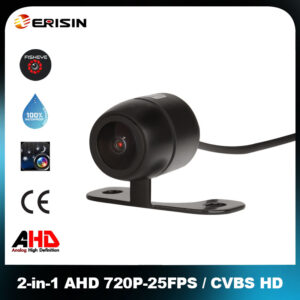 Erisin ES680 2-in-1 AHD 720P-25FPS/CVBS 150° Mini Car Front/Rear View Reverse Parking Camera Fisheye Lens