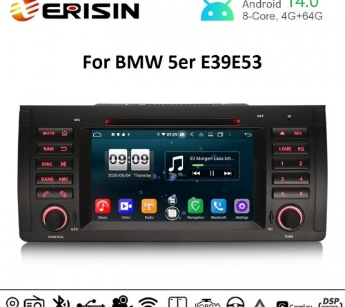 Erisin ES8753B 7″ PX5 DSP Android 14.0 Car GPS DVD For BMW 5 Series E39 E53 X5 M5 CarPlay Auto 4G DAB+ WiFi Radio Stereo