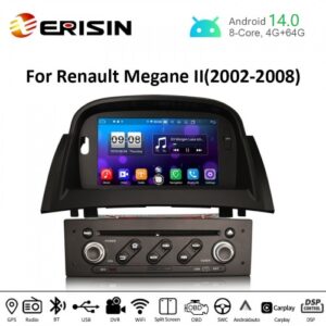 Erisin ES8772M 7″ Android 14.0 Car Stereo GPS for Renault Megane II CarPlay Auto DSP DAB+ TPMS DVR RDS DVD CD Player