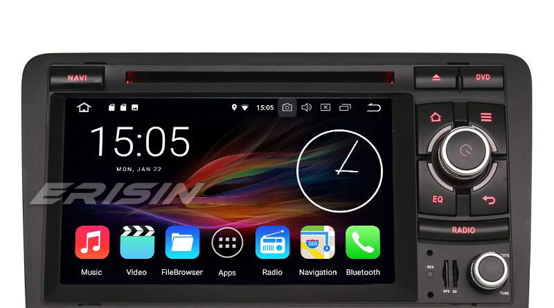 Erisin ES8827A 7″ Android 8.0 Autoradio GPS Wifi DAB+BT Wifi CD SWC OBD AUDI A3 S3 RS3 RNSE-PU