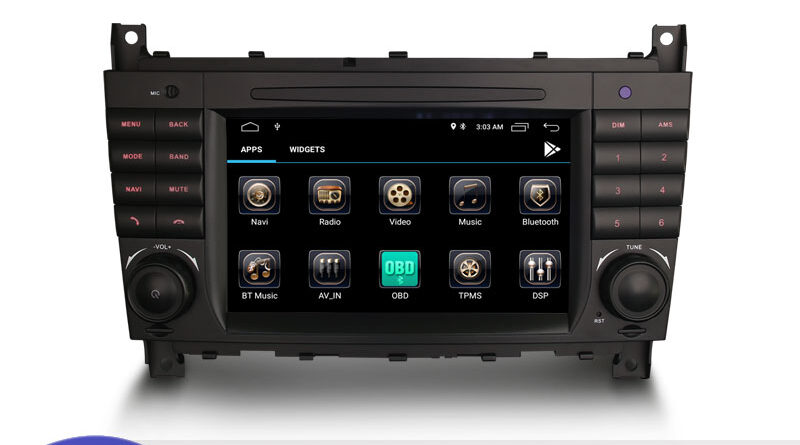 Erisin ES3173C 7″ Android 12.0 Auto Radio Stereo GPS for Mercedes Benz C-Class CLC CLK Class W209 WiFi 4G CarPlay TPMS D