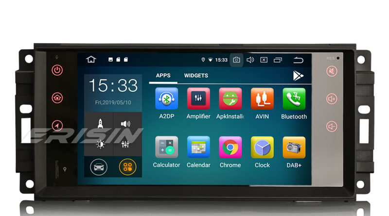 Erisin ES7976J-64 7″ DAB+ Android 9.0 Autoradio OBD GPS Sat for Jeep Compass Wrangler Commander Dodge Chrysler