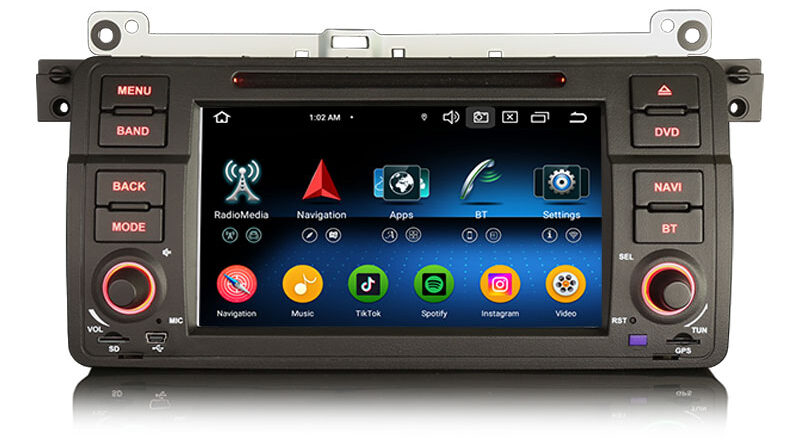 Erisin ES6746BN Android 14.0 Car DVD GPS Navi For BMW E46 M3 Stereo Wireless CarPlay Auto Radio DSP 4G LTE BT5.0 Multime